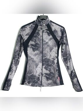 HARD TAIL FOREVER Women's Athletic Jacket Black Gray Tie Dye Full Zip Size Small